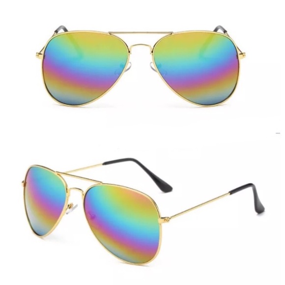 💥 CLEARANCE 🌈 Rainbow Mirrored Lens Aviator Sunnies - Picture 4 of 5